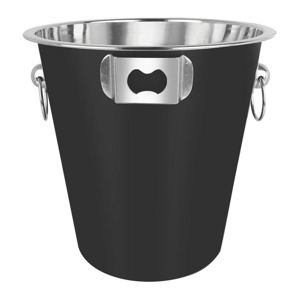 Balde De Gelo Para Garrafa Com Abridor Manhattan Preto 4,5L