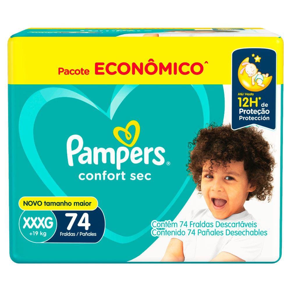 Fralda Pampers Confort Sec Tamanho XXXG 74 Fraldas