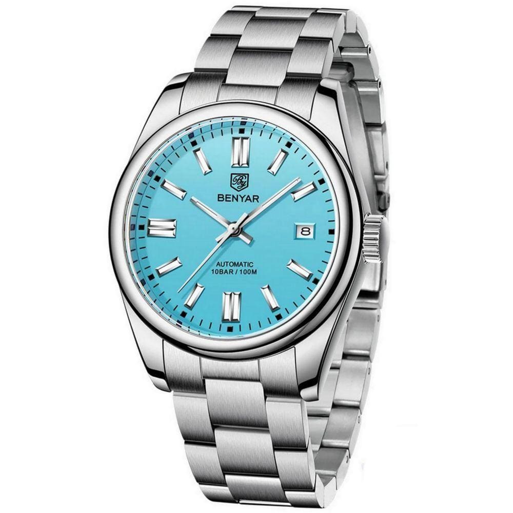 Relógio De Pulso Masculino Automático Em Aço Inoxidável Casual à Prova D\` água Azul