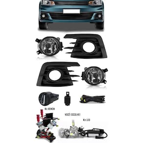 Kit Farol de Milha Neblina Vw Gol Voyage G7 2017 2018 + Kit Xenon 6000K / 8000K ou Kit Lâmpada Super LED 6000K
