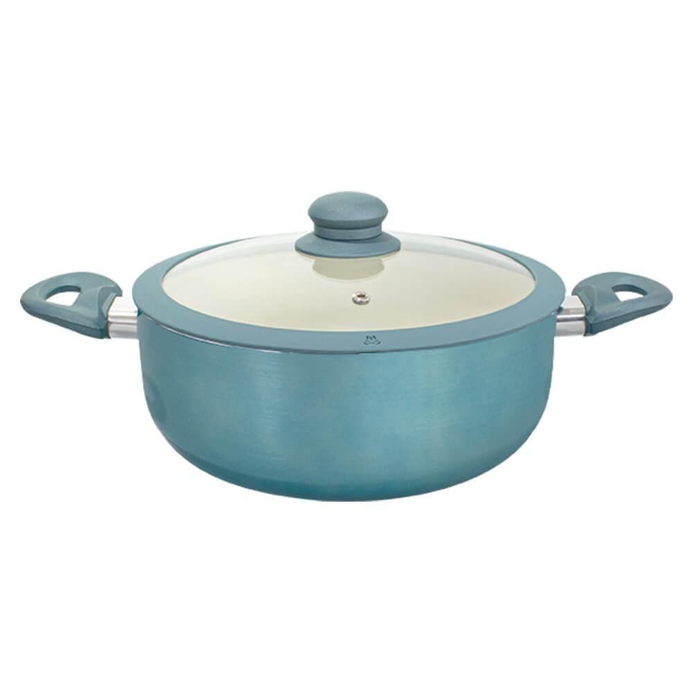 Caçarola Antiaderente Cerâmica de Indução Azul Genebra Plus 24cm - Casambiente