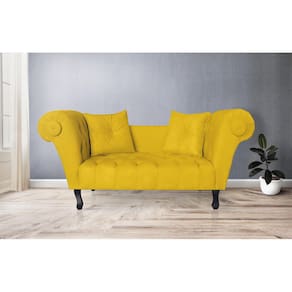 Namoradeira Recamier Sofá Decorativo 02 Lugares Dubai Corano Amarelo - LM DECOR