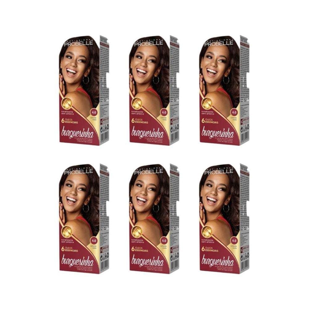 Coloraçao Probelle Burguesinha 4.0 Castanho Medio-Kit 6Un