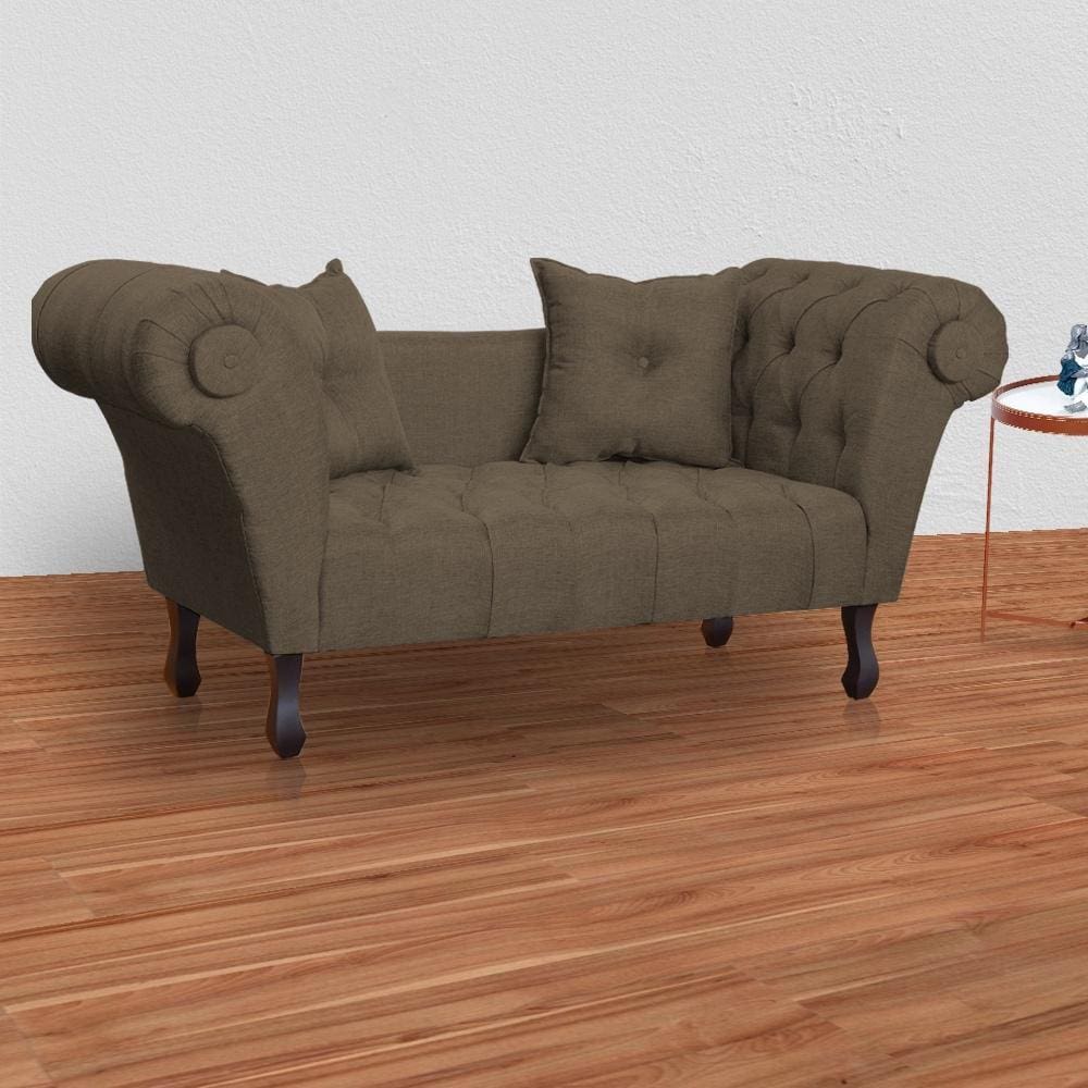 Namoradeira Estofada Para Salão de Beleza Dubai Linho Marrom - LM DECOR