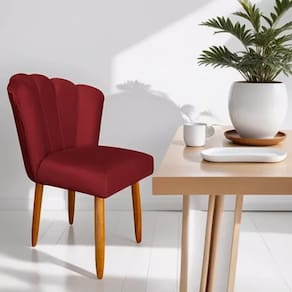 Cadeira Poltrona Sala Jantar Penteadeira Pétala Suede Vermelho