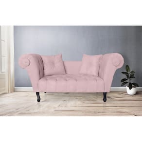 Namoradeira Recamier Sofá Decorativo 02 Lugares Dubai Corano Rosa - LM DECOR