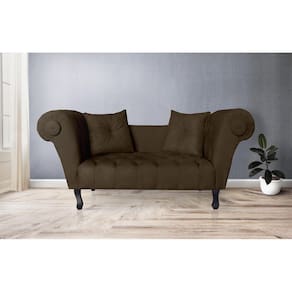 Namoradeira Recamier Sofá Decorativo 02 Lugares Dubai Corano Marrom - LM DECOR