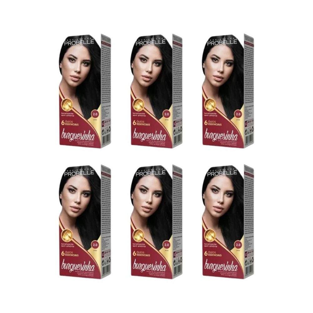 Coloraçao Probelle Burguesinha 2.0 Preto - Kit Com 6Un