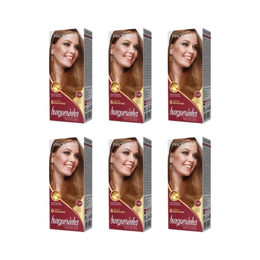 Coloraçao Probelle Burguesinha 7.37 Lou Dou Marrom-Kit C/6Un
