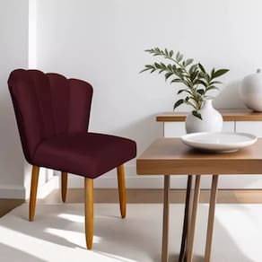 Cadeira Poltrona Sala Jantar Penteadeira Pétala Suede Bordo