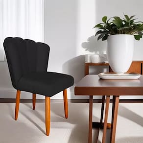 Cadeira Poltrona Sala Jantar Penteadeira Pétala Suede Preto