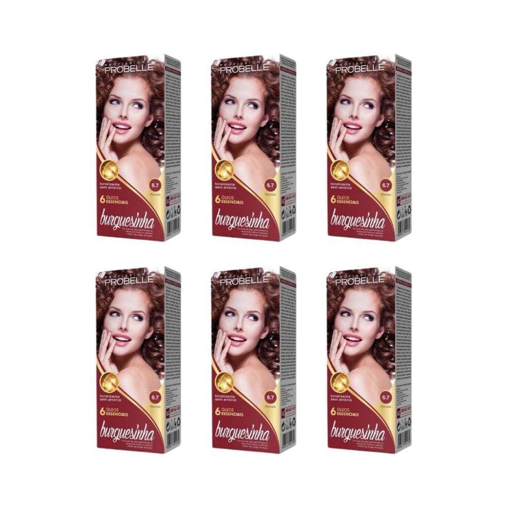 Coloraçao Probelle Burguesinha 6.7 Chocolate - Kit Com 6Un