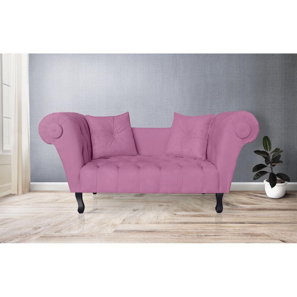 Namoradeira Estofada Para Salão de Beleza Dubai Suede Rosa - LM DECOR