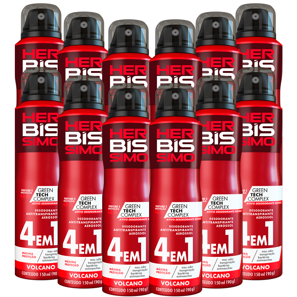 Desodorante Aerossol Herbíssimo Volcano 150ml - kit com 12 unidades