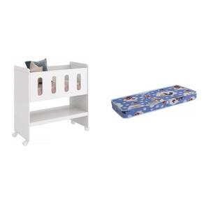 Mini Berço 3 em 1 e Colchão Zain Móveis Reller Branco Brilho