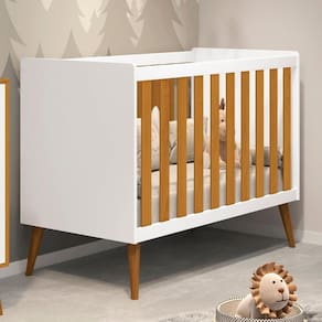 Berço Mini Cama Americano Isis Móveis Reller Branco/Savana