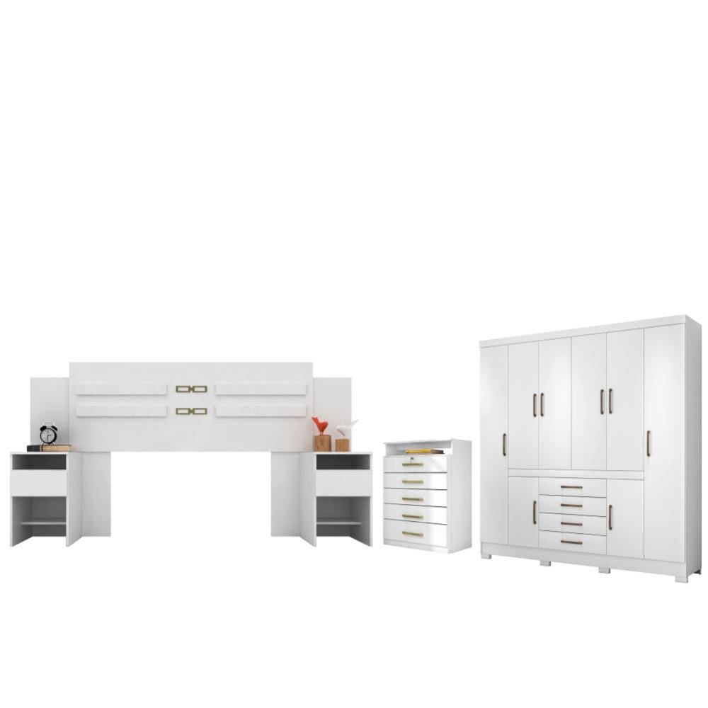 Jogo de Quarto de Casal Completo Jaen Branco