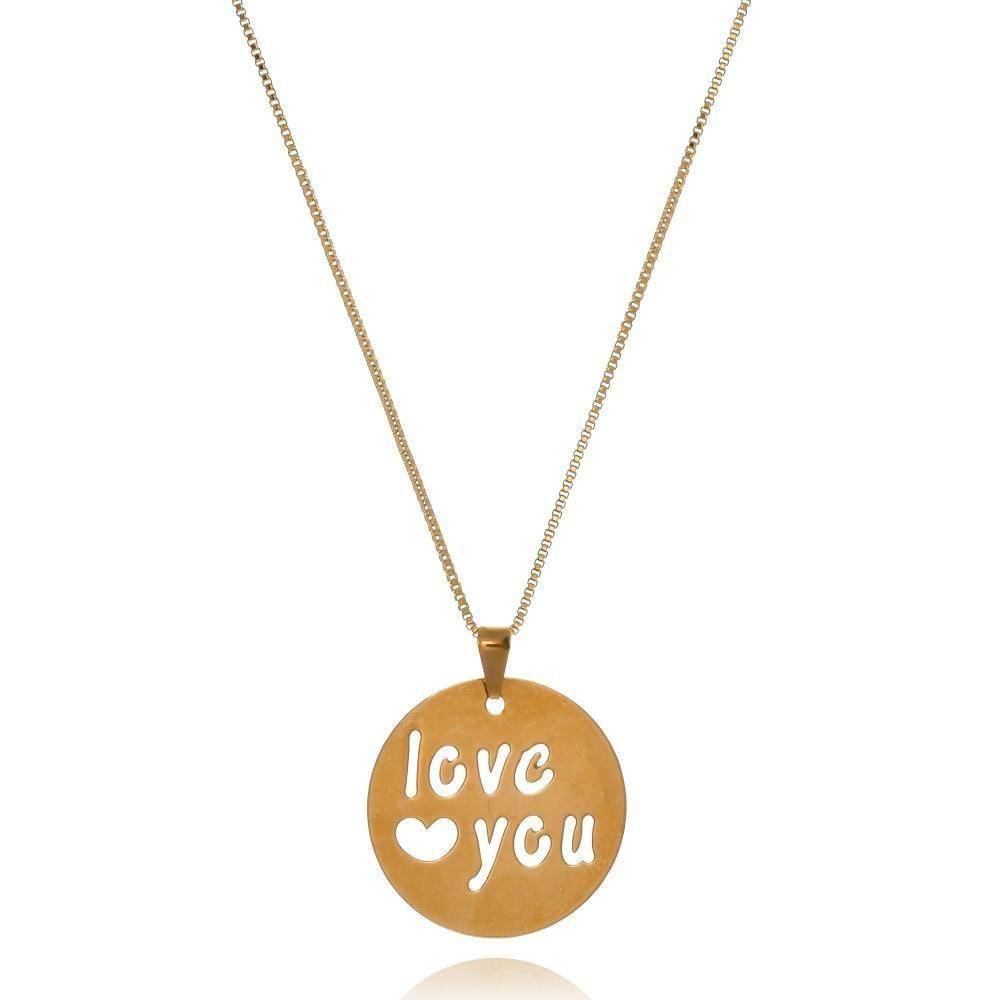 Colar Personalizado Circular Chapado Escrito Frase Vazada Folheado Em Ouro 18k [f027]
