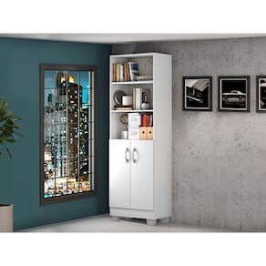 Estante Livreiro Office 2 Portas Branco Iara JCM