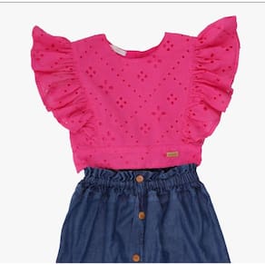Conjunto Menina Saia / Blusa Pink Anuska 3455