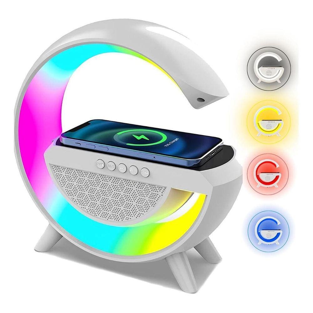Luminária Caixa De Som G Speaker Carregador Indução Rgb