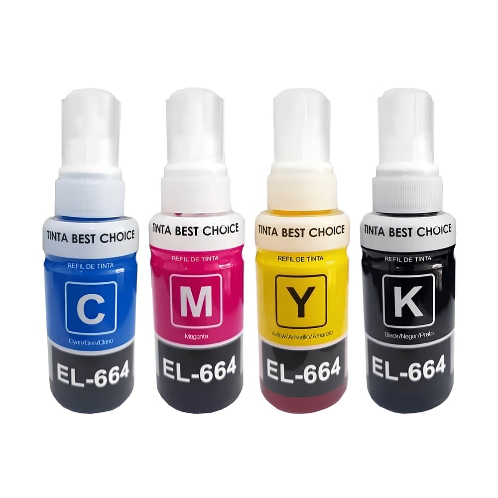 Kit Refil de Tinta Compatível Epson L455 T664120 CMYK