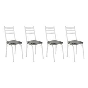 Kit 4 Cadeiras de Cozinha Luisiana Estampado Platina Pés de Ferro Branco - Pallazio