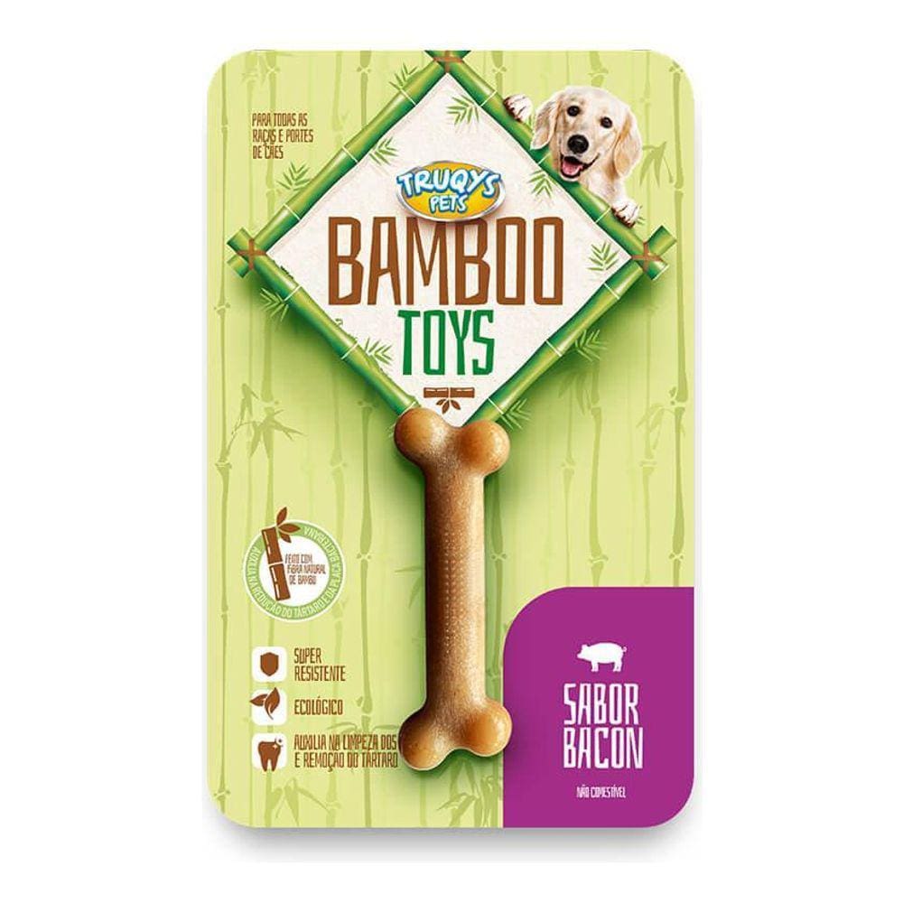 Brinq. Mordedor Osso Bamboo I Sabor Bacon Para Cães - P