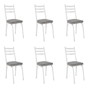 Kit 6 Cadeiras de Cozinha Luisiana Estampado Grafiato Pés de Ferro Branco - Pallazio