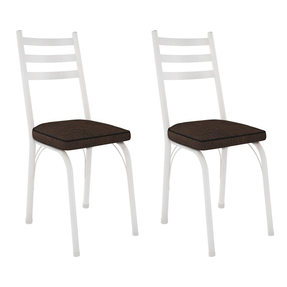 Kit 2 Cadeiras de Cozinha Luisiana Estampado Imbuia Pés de Ferro Branco - Pallazio