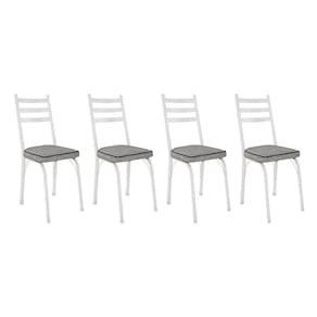 Kit 4 Cadeiras de Cozinha Luisiana Estampado Grafiato Pés de Ferro Branco - Pallazio