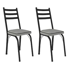 Kit 2 Cadeiras de Cozinha Luisiana Estampado Platina Pés de Ferro Preto - Pallazio