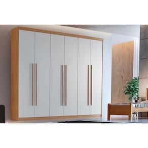 Guarda Roupa Solteiro Hawaii 6 Portas e 2 Gavetas Naturale/Off White - Rufato