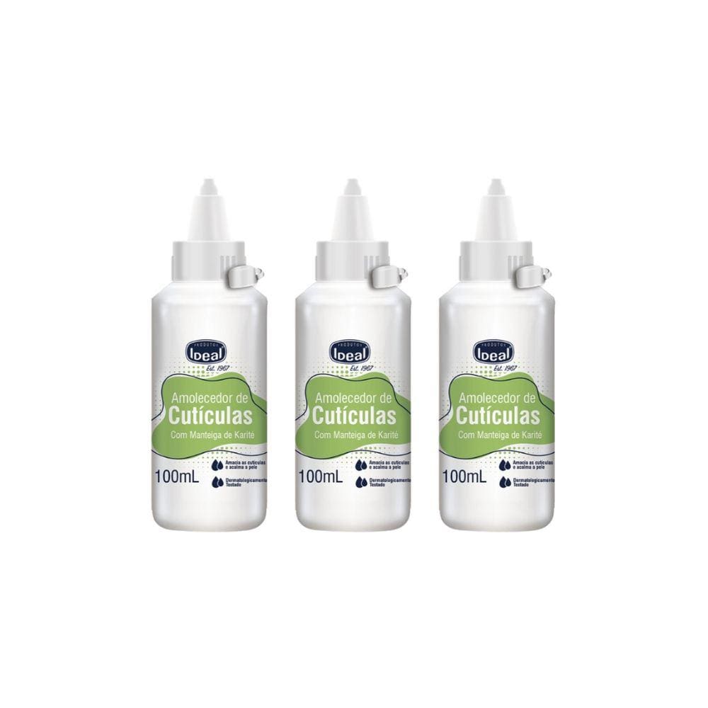 Amolecedor de Cutículas Ideal Karite 100ml - Kit C/ 3un