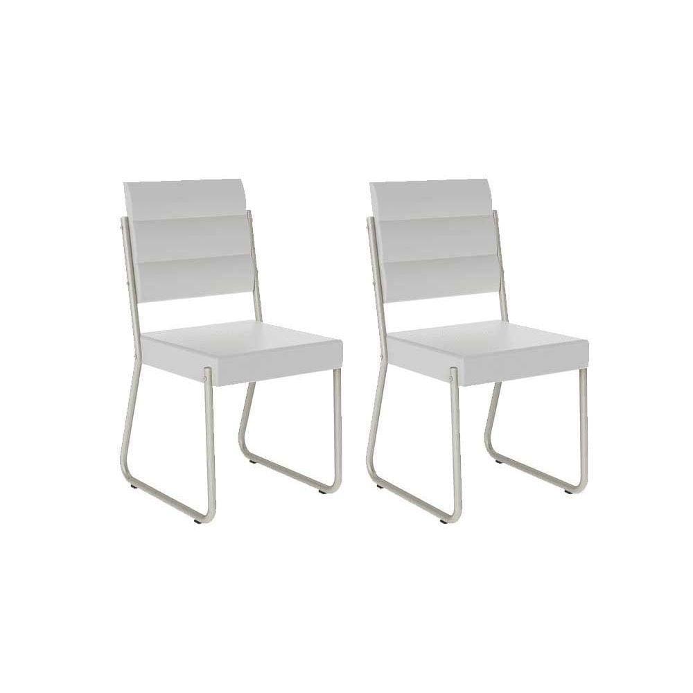 Cadeira Sala de Jantar 1736 Aço Kit 2 Uni Branco/Prata - Carraro