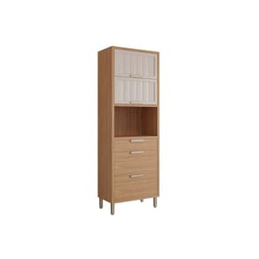Paneleiro de Cozinha Estela 1 Forno c/2 Gavetas e 3 Portas Basculante Ripadas 70 cm Freijo/Off White - MGM