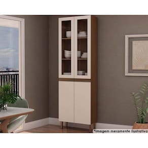 Paneleiro de Cozinha Conecta c/ 4 Portas c/ Vidro Off White/Ebano - Genialflex