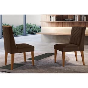 Kit 2 Cadeiras Sala Jantar Nevada 2 Un MDF Imbuia/Veludo Marrom - Rufato