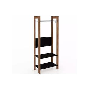 Módulo de Quarto Casal Closet AZ1029 Cabideiro c/ 2 Prateleiras Preto/Nogal - Tecno Mobili