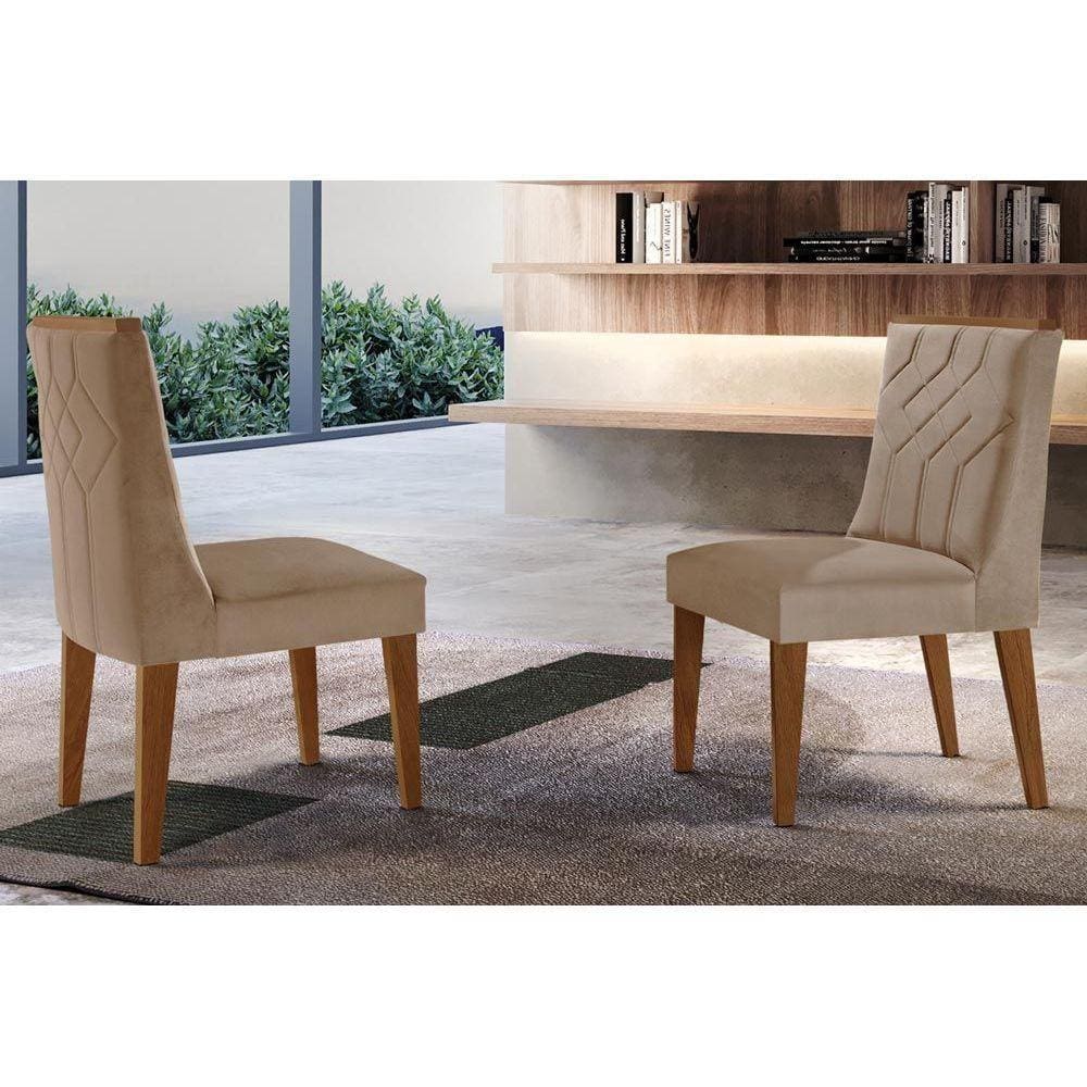 Kit 2 Cadeiras Sala Jantar Nevada 2 Un MDF Imbuia/Veludo Capuccino - Rufato