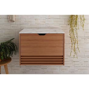 Balcão p/ Banheiro BN3613 cor Amendoa/Marmore Branco - Tecno Mobili