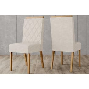 Kit 2 Cadeiras Sala Jantar Nina 2 Un Nature/Veludo Light Linho - Henn