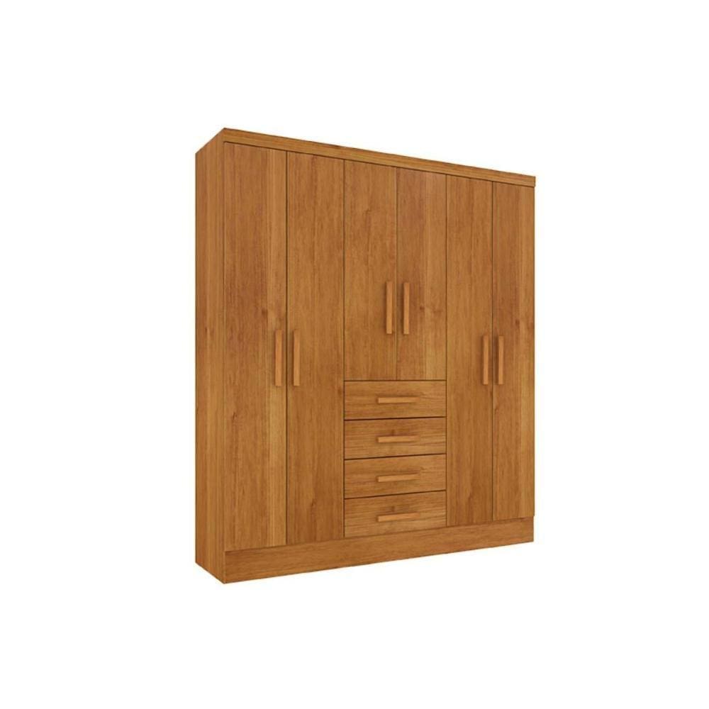 Guarda Roupa Solteiro Arizona c/ 6 Portas e 4 Gavetas Cinamomo - Tcil Móveis