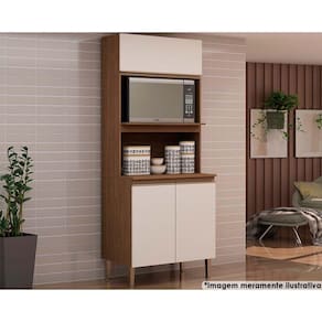 Paneleiro de Cozinha Essência c/ 2 Portas (2 Fornos) Off White/Ebano - Genialflex