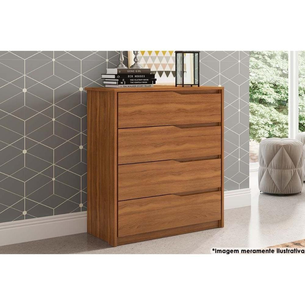 Cômoda de Quarto Atria 4 Gavetas Amêndola Touch - Demóbile