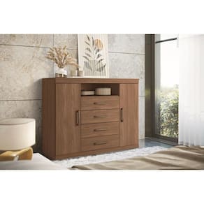 Cômoda Solteiro Master c/ 2 Portas 1 Nicho e 4 Gavetas Jatoba - Santos Andirá
