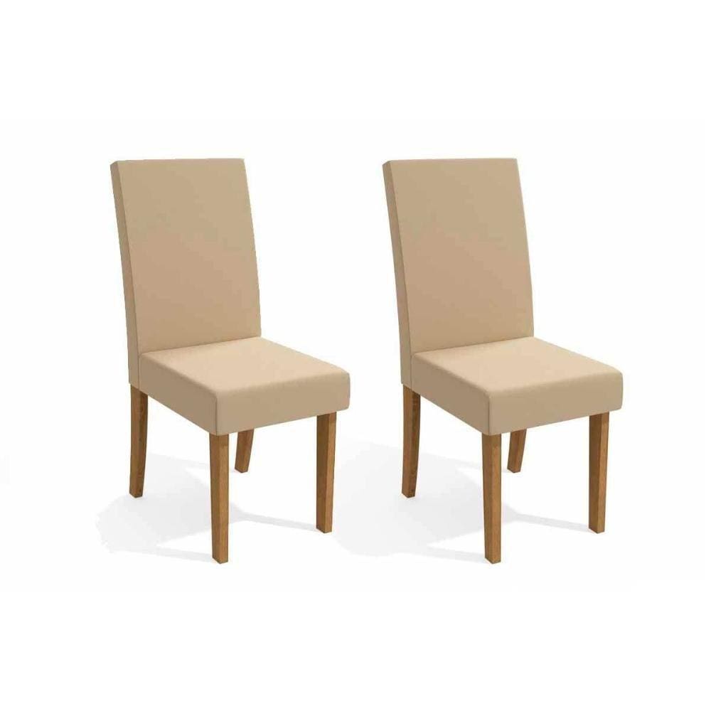 Cadeira Sala de Jantar 2CAD131 Kit 2 Un Freijó - Assento/Encosto Linho Bege A019 - Kappesberg