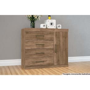 Cômoda de Quarto 1.4 Plus c/ 1 Porta e 4 Gavetas Atacama - Santos Andirá