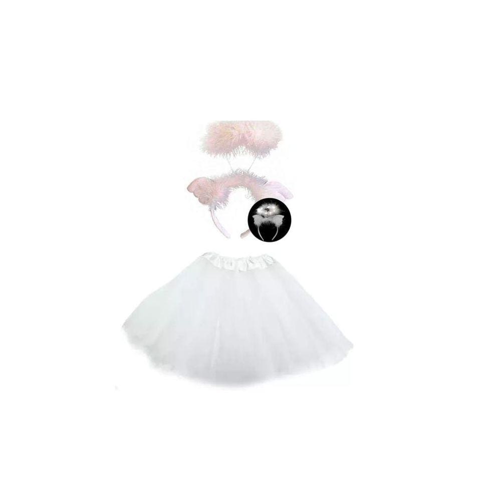 Fantasia De Anjo Tiara Com Led E Saia Tule Carnaval Festas
