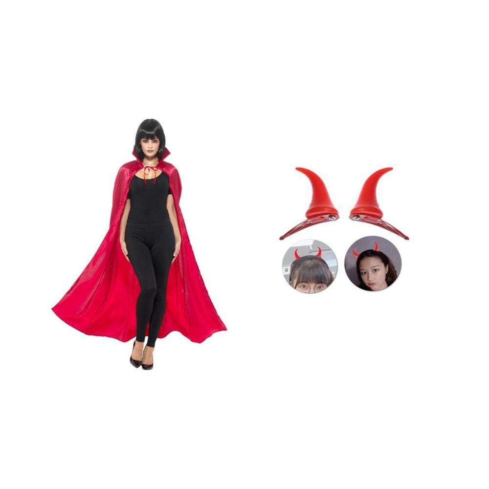 Fantasia Diabinha Diabo Capa E Chifre Adulto Halloween
